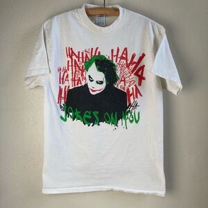 Batman Joker Short Sleeve Shirt Mens Medium White Delta Pro Weight Graphic Print